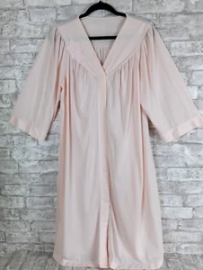 Abrigo de casa vintage Shadowline bata para mujer grande rosa claro broches de presión lesiure nailon - Imagen 1 de 8