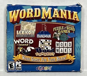 2006 eGames WORD MANIA Word Games For Your Brain PC-CD-ROM Windows 98/ME/2000/XP - Picture 1 of 3