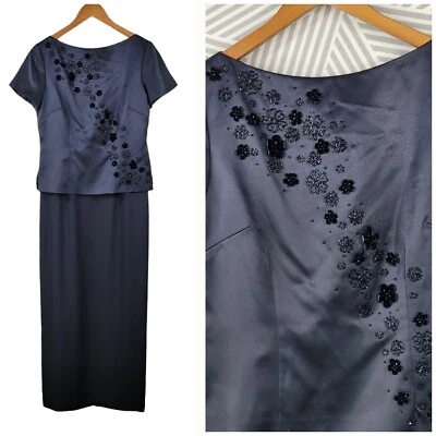 Liz Claiborne Dress Size 8 Evening Dress Beaded Floral Special Event Black LBD - Image 1 of 4