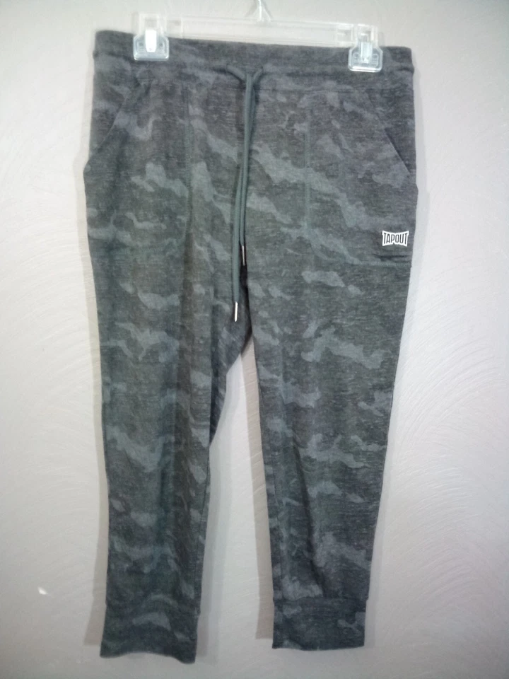 TAPOUT 女式 M 码黑色迷彩卡普里/打底裤背面标志侧袋拉 — 第 1/4 张图片