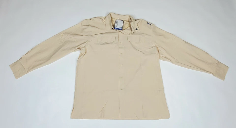 Gillz Mens Saltwater Series Fishing Long Sleeve Shirt Color Bleached Sand LG