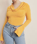 BNWT Womens MIMII LONDON Cowl front crop top- Yellow Size Small