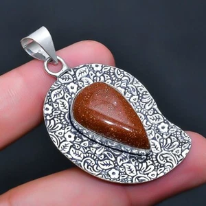 Red Sunstone Handmade Gemstone Jewelry Pendant 2.08" - Picture 1 of 1