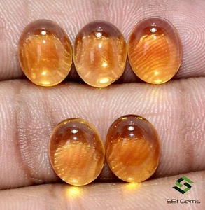 Certified Natural Citrine Oval Cabochon 11x9 mm 16.79 Cts Lot 05 Pcs Gemstones - Picture 1 of 7