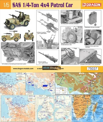 Dragon / SAS 1/4-Ton 4x4 Patrol Car + 6 Gefechtskarten im Maßstab 1:6 - Bild 1 von 2