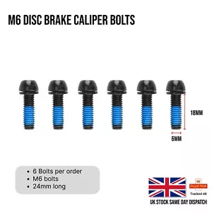 Coppia bulloni pinza freno a disco idraulica M6 18mm originali SHIMANO neri 6 pezzi - Foto 1 di 5