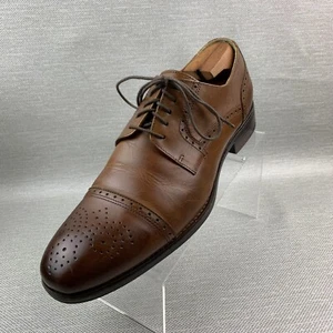 Johnston Murphy Oxford braune Leder-Schnürschuhe mit runder Kappe Brogue-Zehe Größe 11,5 M - Bild 1 von 14
