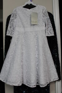 NEW Blush White Size 3-4 Lace Long Sleeves Flower Girl Church Tutu Dress 