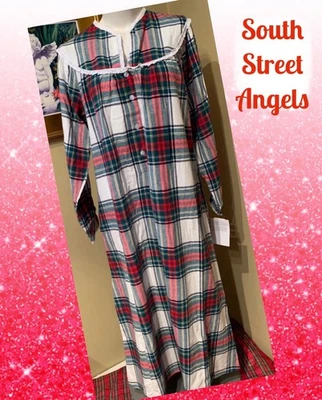 LANZ OF SALZBURG ~ CUADROS NAVIDEÑOS ~ Camisón largo de franela ~ GRANDE Foto 1 de 4