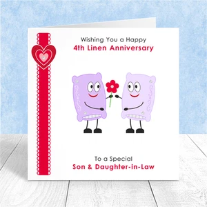4th Anniversary Card *With Clear Gems* Son And Daughter In Law Brother Sister - Picture 1 of 6