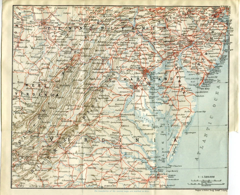 1909 Virginia, Delaware, Maryland, Pennsylvania, Washington, Philadelphia Map - Image 1 of 1