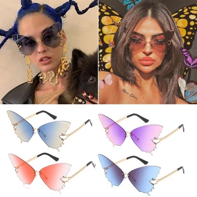 Eyewear Rimless Sunglasses UV protection Retro Sun Glasses Butterfly Sunglasses - image 1 of 4