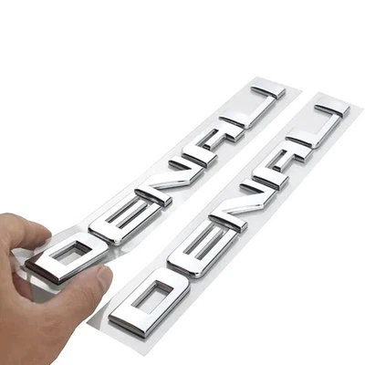 2Pcs Denali Door Tailgate Letter Nameplate For Sierra 3D Emblem Badge Silver Foto 1 de 4