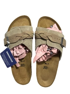 Birkenstock Women’s Oita Braided Suede Sandals In Taupe EU 36/US6 New In Box - Picture 1 of 14