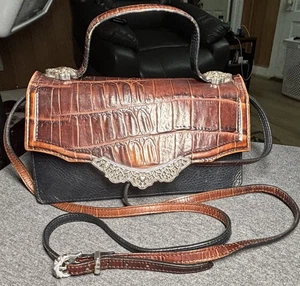 Brighton Purse Vintage Crossbody Croc-embossed - Picture 1 of 9