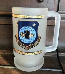 Air Intelligence Agency Frosted Glass Mug Kapan Kent 22K Gold Original Label - Picture 1 of 8