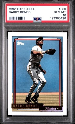 Topps Gold #380 Barry Bonds 1992 PSA 10 GEMA como nuevo Foto 1 de 2