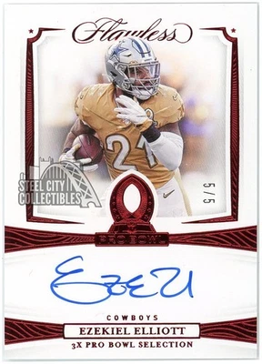 Ezekiel Elliott 2020 Panini Flawless Collegiate Pro Bowl Red Auto 5/5 - Image 1 of 2