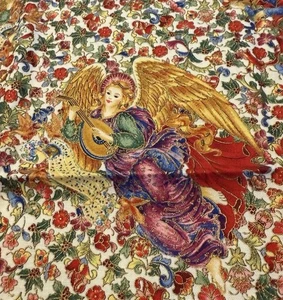Peggy Toole Robert Kaufman Fabric FLORENTINE Metallic Angels 36 x 44” - Picture 1 of 5