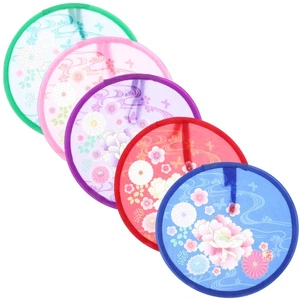 5 Pcs Small Round Fan Travel Child Hand Fans Foldable Pop up Folding - Picture 1 of 12