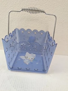 Cestino "Blue Angel" HELLO KITTY SANRIO 2000 vintage blu chiaro - Foto 1 di 11