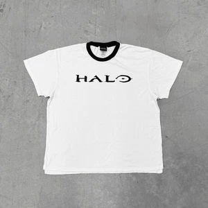 Vintage Halo Shirt 2009 Xbox 360 Bungie Promo Ringer White Large RARE - Picture 1 of 7