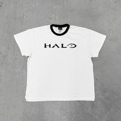 Vintage Halo Shirt 2009 Xbox 360 Bungie Promo Ringer White Large RARE - Image 1 of 4