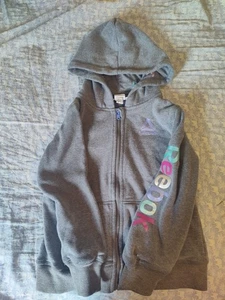 Reebok Hoodie Sweater Shirt Youth Size 5-6 Y Gray Logo Full Zip - Picture 1 of 6