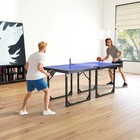 Tennis Table Ping Pong Storage Foldable Mini with Net Steel 183cm Indoor, Blue