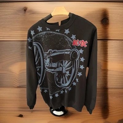 Men’s L Cannon Crewneck AC/DC Sweatshirt Embroidered Black & Blue EUC - Image 1 of 4