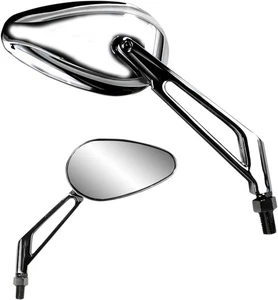 Motorcycle Mirror X-Treme Mini Side View Teardrop Billet Short - Chrome - Each - Picture 1 of 1