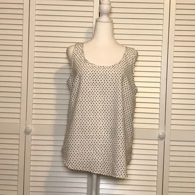 Faded Glory White Black Polka Dot Scoop Neck Sleeveless Tank Top L - Image 1 of 4
