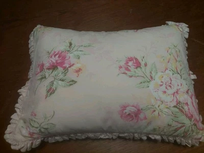 Pine Cone Hill Rose Theme Cotton Ruffled Pillow 17x18 w 1/2in Ruffle - Image 1 of 3