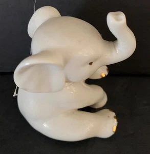 Lenox Elephant Figurine 2.5” Tall Ivory 24 Kt Gold vintage Trunk Up - Picture 1 of 6