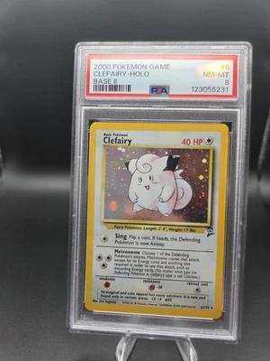 2000 POKEMONBASE SET 2 #6 CLEFAIRY-HOLO PSA 8 - Image 1 of 4