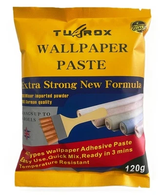 TUFROX Large 12 Rolls Wallpaper Paste All Purpose Quick Mix Adhesive For Extra Strength