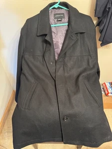 London Fog men’s wool blend button up overcoat black sz XL dry clean only - Picture 1 of 5