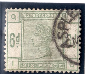 GB QV SG194 - 6d DULL GREEN - 1883/4  ASPLEY CDS & GOOD COLOUR - cv £240 - Picture 1 of 2