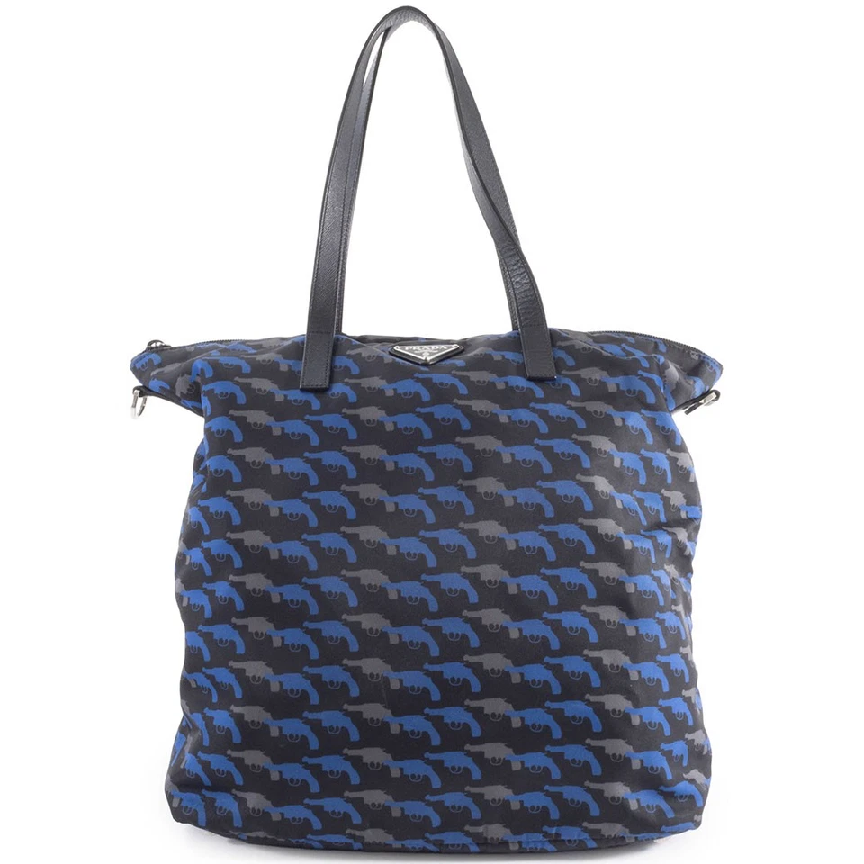 PRADA Nylon Leather Convertible Tote Bag B4696P Pistol Print Men Pre-owned Used - Image 1 of 4