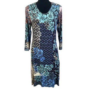 Johnny Was Lunamo Crane 3/4 Sleeve Swing Dress Size S Bamboo Whimsical Garden - Picture 1 of 10