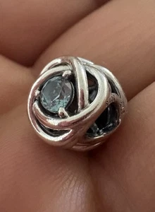 Authentic Pandora March Birthday Sea Aqua Blue Eternity Circle Charm 790065C09 - Picture 1 of 10