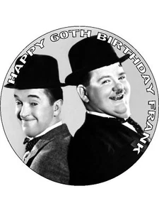 CAKE TOPPER EDIBLE ICING SHEET LAUREL & HARDY 7.5 inch - Picture 1 of 1