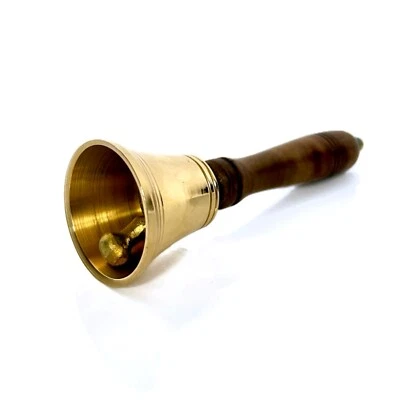 The Ventiano Small Brass Hand Bell with Wooden Handle-  School, Hotel, Christmas - Image 1 of 3
