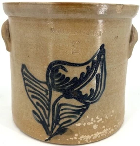 Antique 19th Century WHITES UTICA, NY Decorated Stoneware 2 Gallon Crock - Picture 1 of 10