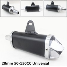 1x Black 28mm Universal Exhaust Muffler Pipe For 50cc-150cc Motorcycle ATV Quad