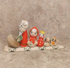 Russische Volkskunst Rübe Holz Figur handbemalt Märchen - Bild 1 von 11