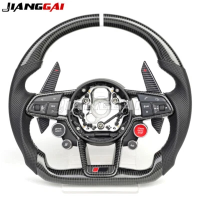 Real Carbon Fiber Steering Wheel Fit Audi RS3 RS4 RS5 RS6 RS7 A3 A4 A5 2010+ - Image 1 of 4