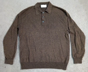 Suéter Pullover Grande Luigi Basile Para Hombres Marrón Negro Jaspeado Lana Merino Italia - Imagen 1 de 5