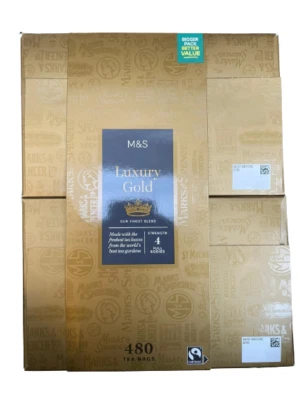 Luxury Gold Tea M&S 1,5 kg 480 bustine di tè RESISTENZA 4, confezione jumbo MISCELA FRESCA CORPOSA