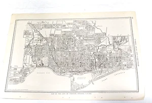 Antique Toronto Canada Street Map Atlas Illustration plate pastel 1920s 1921 - Picture 1 of 5